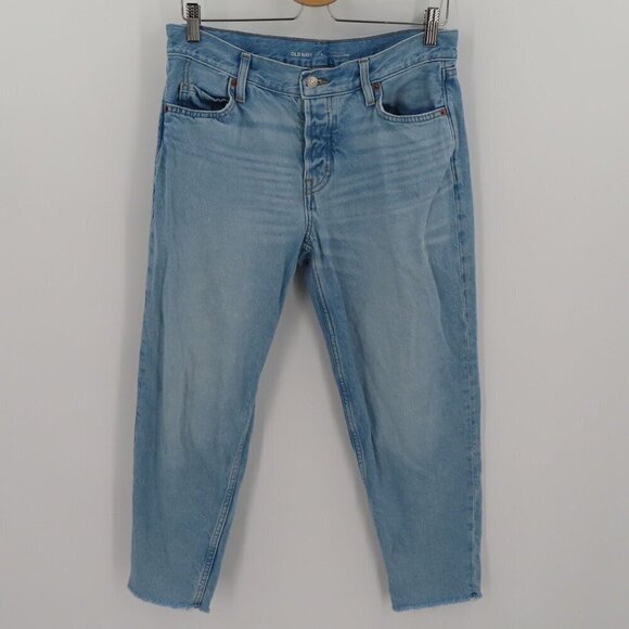 Old Navy Womens 6 High Rise Slouchy Taper Light Wash Denim Jeans Button Fly - Picture 9 of 10